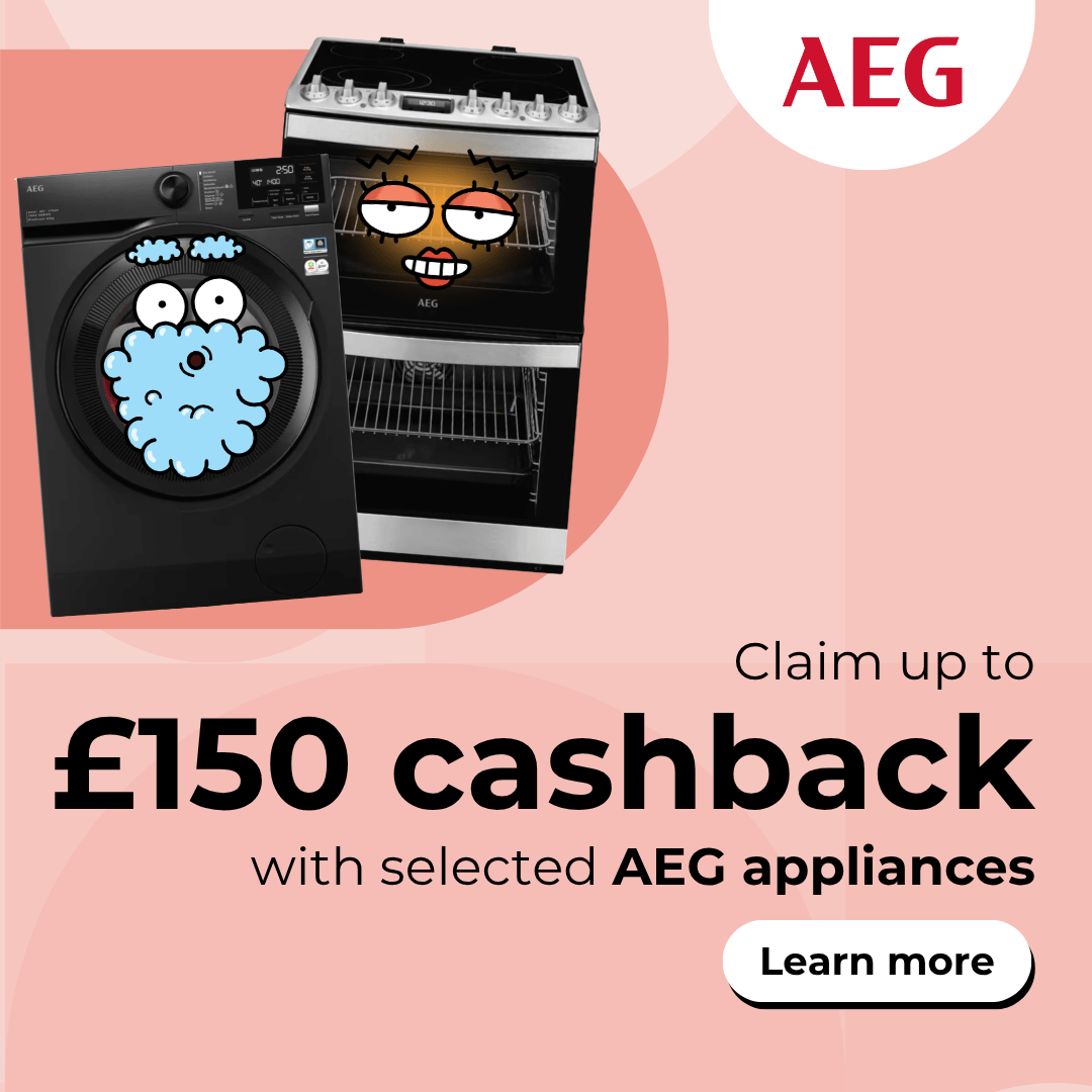 Claim up to £150 cashback with selected AEG appliances